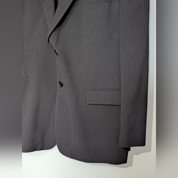 Lanfranco Classic Black Men's Pinstripe Suit Jacket Formal Refined Sleek - Picture 2 of 15